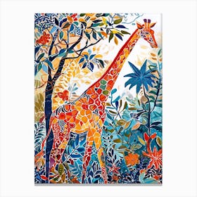 Giraffe Gazing Into The Trees Watercolour Style 2 Canvas Print