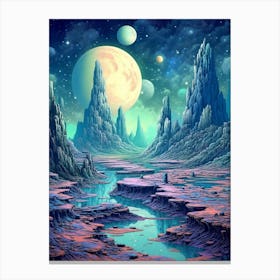 Lunar Landscape Pixel Art 1 Canvas Print