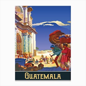 Guatemala, People Are Going To The Market Canvas Print