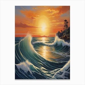 Sunset Over The Ocean Canvas Print