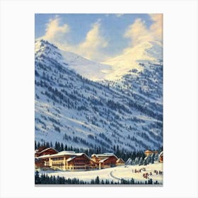 Popova Sapka, North Macedonia Ski Resort Vintage Landscape 1 Skiing Poster Canvas Print