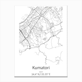 Kumatori,Japan Minimalist Map Canvas Print