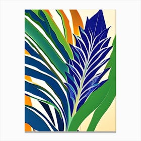 Aloe Vera Leaf Colourful Abstract Linocut Canvas Print