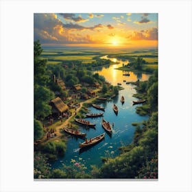 Sunset On The River Canvas Print