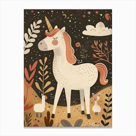 Unicorn & Farm Friends Muted Pastel 1 Canvas Print