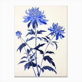 Blue Botanical Bee Balm 1 Canvas Print