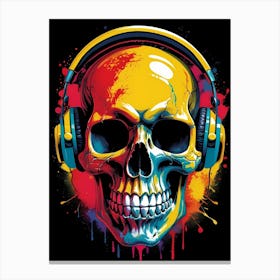 Skull With Headphones Pop Art (9) Canvas Print