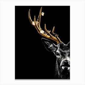 Golden Deer Head Canvas Print