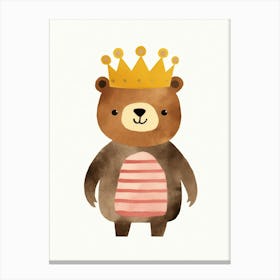 Little Grizzly Bear 1 Wearing A Crown Canvas Print