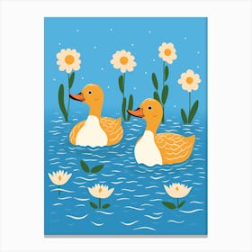 Ducks In Water Canvas Print