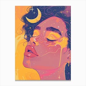 Moon And Stars black women Canvas Print