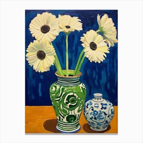 Flowers In A Vase Still Life Painting Daisy 2 Canvas Print