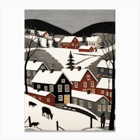 Minimalist Scandinavian Village Painting (1) Canvas Print