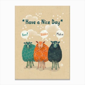 Sheep'S Cheerful Greeting Canvas Print