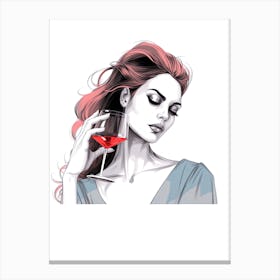 Girl With A Glass Of Wine 1 Canvas Print