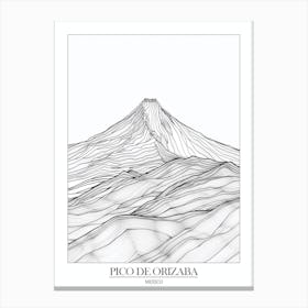 Pico De Orizaba Mexico Line Drawing 2 Poster Canvas Print