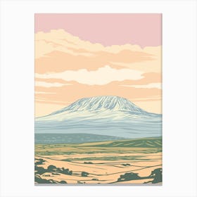 Mount Kenya Color Line Drawing (1) Canvas Print