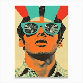 Man With Sunglasses Collage Canvas Print