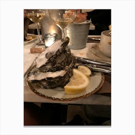 Oysters On A Plate Canvas Print