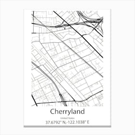 Cherryland,United States Minimalist Map 1 Canvas Print