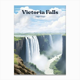 Victoria Falls Zimbabwe Nature Modern Travel Art Canvas Print