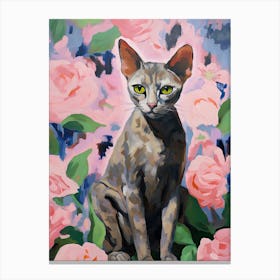 A Sphynx Cat Painting, Impressionist Painting 4 Canvas Print