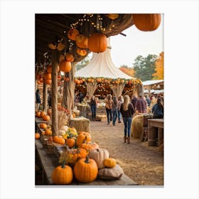 An Old Style Fall Fair Set Amid The Heart Of A Golden Hued Forest The Venue Is Bedecked With Lively (2) 1 Canvas Print