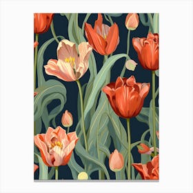 Seamless Pattern With Tulips 1 Canvas Print
