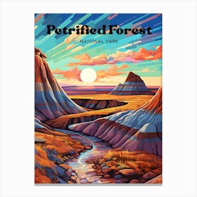 Petrified Forest National Park Arizona Colorful Travel Art Illustration Canvas Print