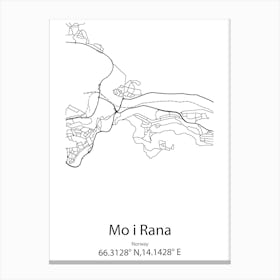 Mo I Rana,Norway Minimalist Map Canvas Print