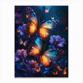 Butterflies In The Night Canvas Print
