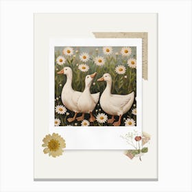 Scrapbook White Ducks Fairycore Painting 2 Canvas Print