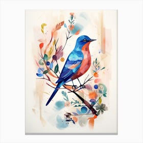 Bird Painting Collage Eastern Bluebird 2 Canvas Print