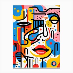 Geometric Colourful Face Illustration 2 Canvas Print