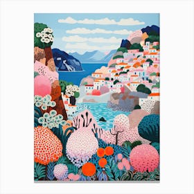 Capri, Italy, Illustration In The Style Of Pop Art 3 Canvas Print