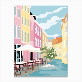 Allborg, Denmark, Flat Pastels Tones Illustration 3 Canvas Print