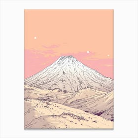 Popocatepetl Mexico Color Line Drawing (4) Canvas Print