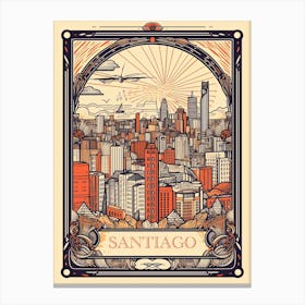 Santiago, Chile, Tarot Card Travel  Line Art 2 Canvas Print