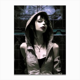 Subway Girl in Urban Fashion Dark Cyberpunk Aesthetic Canvas Print