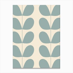 Mid Century Modern Leaf Print Blue Canvas Print