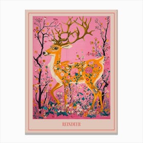 Floral Animal Painting Reindeer 3 Poster Canvas Print