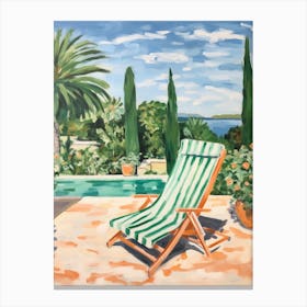 Sun Lounger By The Pool In Ibiza Spain Canvas Print