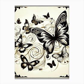 Butterflies And Swirls 1 Canvas Print