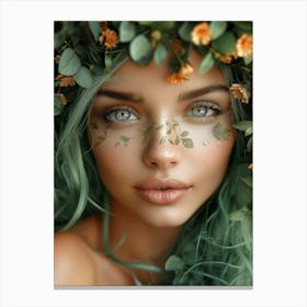 Green Haired Beauty Canvas Print