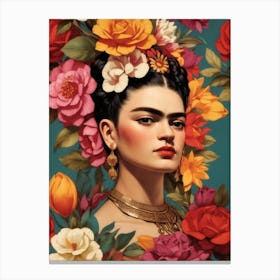 Cute Beautiful Frida Floral Canvas Print