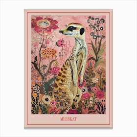 Floral Animal Painting Meerkat 2 Poster Canvas Print