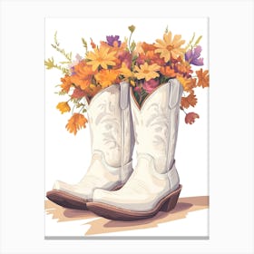 Cowboy Boots With Flowers Canvas Print