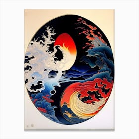 Fire And Water 2, Yin and Yang Japanese Ukiyo E Style Canvas Print