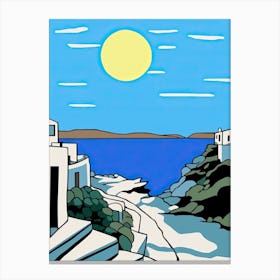 Minimal Design Style Of Mykonos, Greece 4 Canvas Print