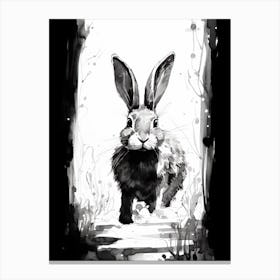 Rabbit Prints Ink Drawing Black And White 1 Canvas Print